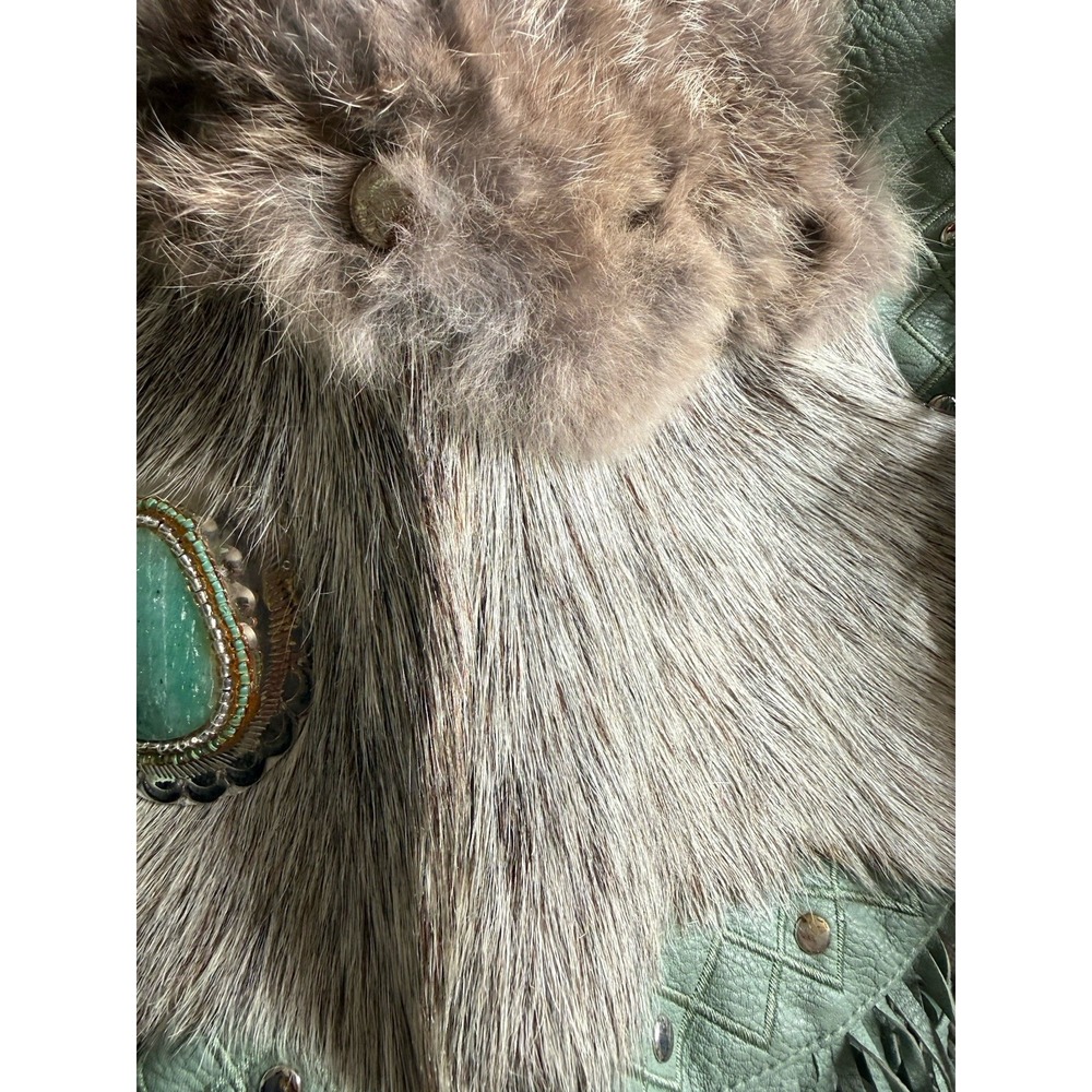 Real Fur And Turquoise Purse - Picture 3 of 5